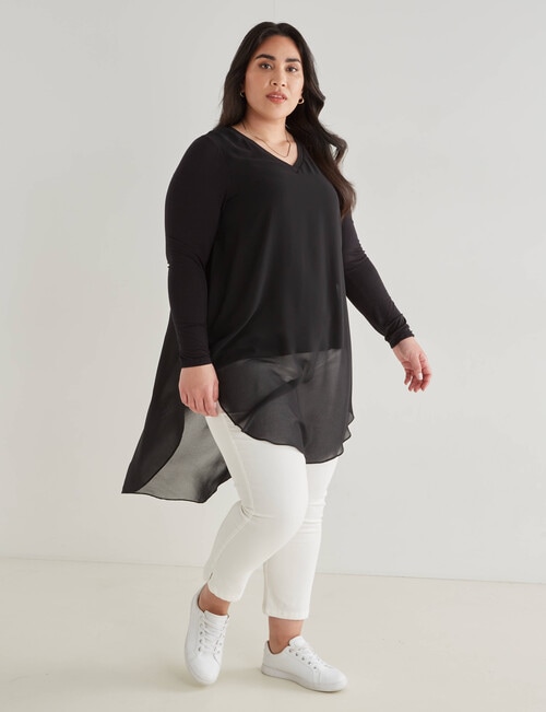 Studio Curve Layered Longline Tunic Top, Black product photo View 03 L