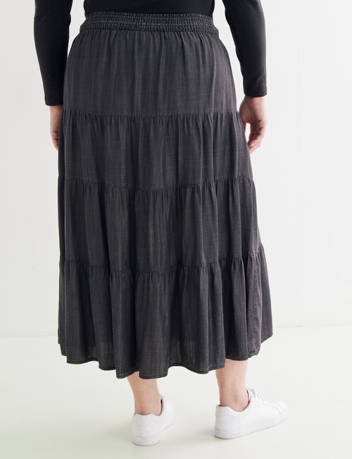 Studio Curve Tiered Maxi Skirt, Black product photo View 02 L