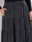 Studio Curve Tiered Maxi Skirt, Black product photo View 04 S