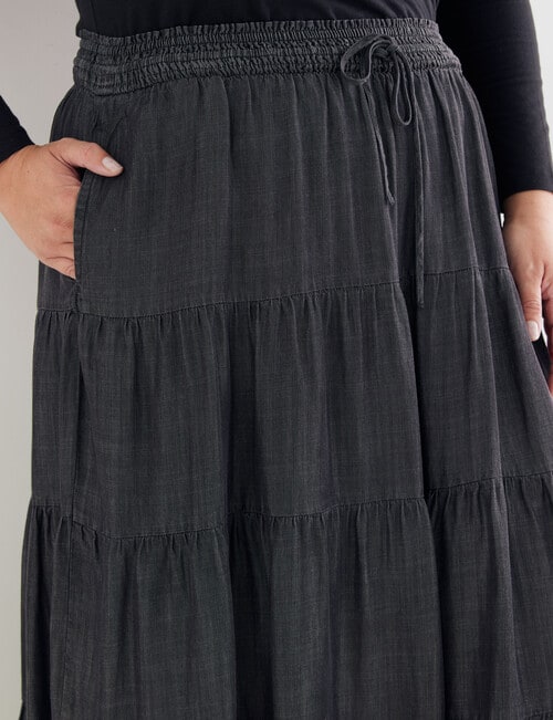 Studio Curve Tiered Maxi Skirt, Black product photo View 04 L