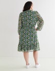 Studio Curve Ditsy Mini Printed Dress, Green product photo View 02 S