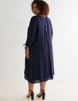 Studio Curve Tie Cuff Layered Dress, Navy product photo View 02 S