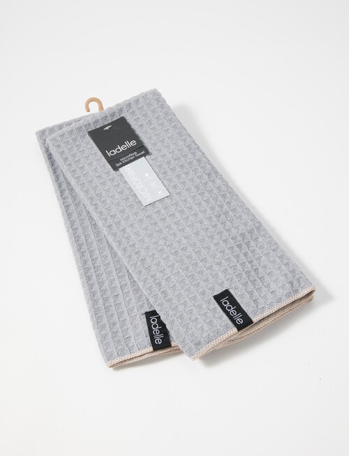 Ladelle Mega Waffle Tea Towel, 2-Pack, Grey product photo