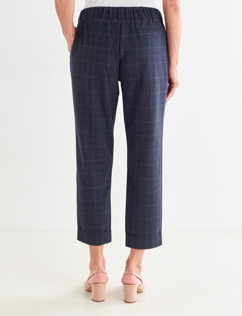 Ella J Cuffed Trouser Pant, Navy Check product photo View 02 L