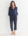 Ella J Cuffed Trouser Pant, Navy Check product photo View 03 S