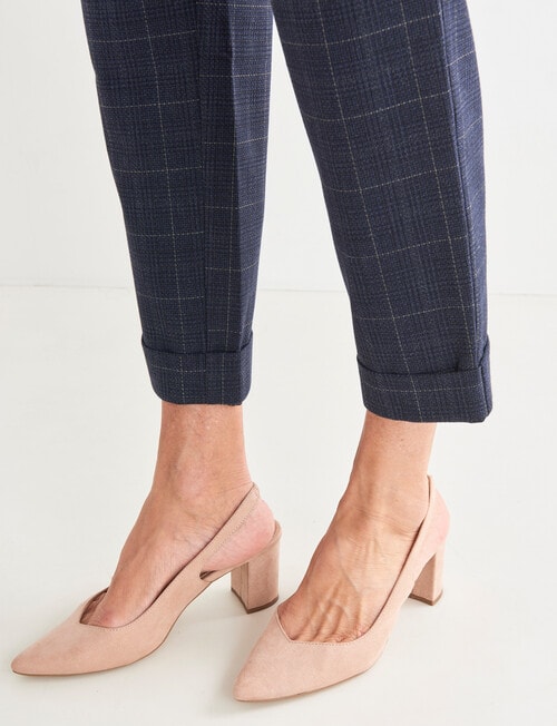 Ella J Cuffed Trouser Pant, Navy Check product photo View 05 L