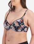 Berlei Barely There Floral T-Shirt Bra, Navy, A-E product photo View 02 S