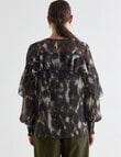 State of play Cosmos Ruffle Blouse, Green Pattern product photo View 02 S