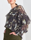 State of play Cosmos Ruffle Blouse, Green Pattern product photo View 04 S