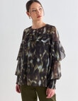 State of play Cosmos Ruffle Blouse, Green Pattern product photo View 05 S