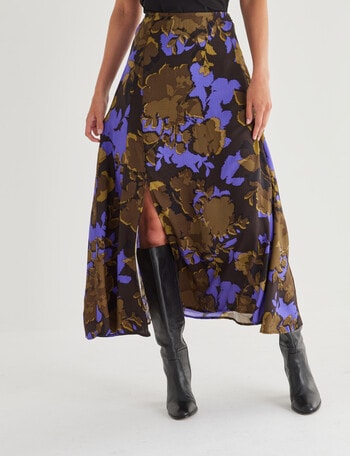 State of play Winona Split Skirt, Purple & Brown product photo
