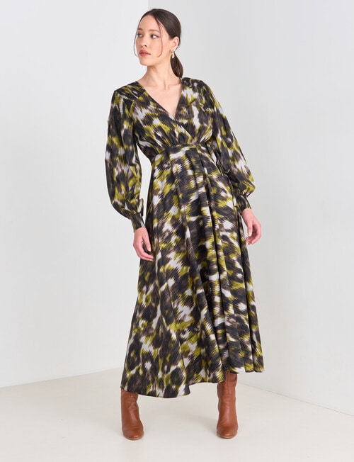 State of play Cosmos Long Wrap Dress, Green product photo View 03 L