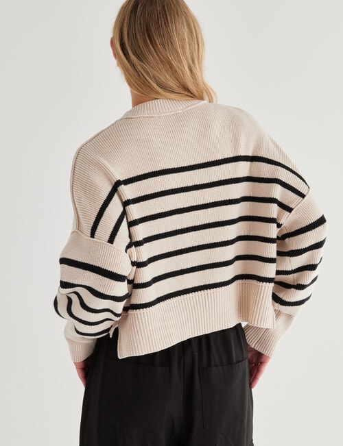 Mineral Stripe Crop Sweater, Cream product photo View 02 L