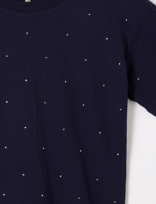 Switch Short Sleeve Boxy Diamante Tee, Navy product photo View 02 L