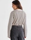 Mineral Stripe Boxy Top, Oatmeal & Black product photo View 02 S