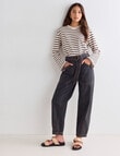 Mineral Stripe Boxy Top, Oatmeal & Black product photo View 03 S