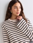 Mineral Stripe Boxy Top, Oatmeal & Black product photo View 04 S