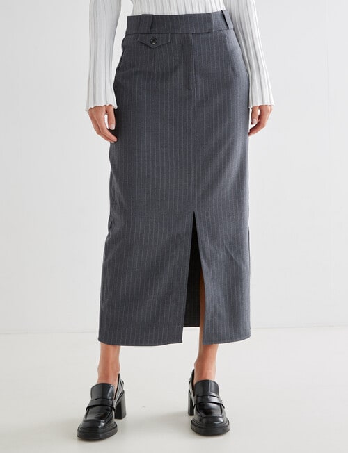 State of play Muse Skirt, Charcoal Stripe product photo View 03 L