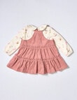 Teeny Weeny Tierred Cord Pinny & Tee Set, 2-Piece, Elsie Pink & Warm White product photo View 02 S