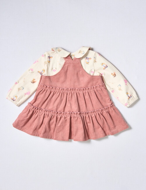 Teeny Weeny Tierred Cord Pinny & Tee Set, 2-Piece, Elsie Pink & Warm White product photo View 02 L