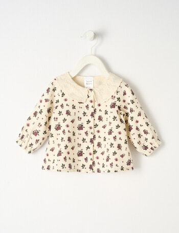 Teeny Weeny Floral Woven Shirt, Warm White product photo