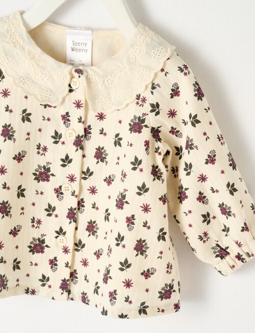Teeny Weeny Floral Woven Shirt, Warm White product photo View 02 L