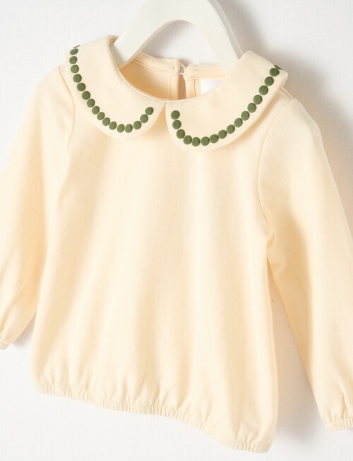 Teeny Weeny Long-Sleeve Tee with Collar, Warm White product photo View 02 L