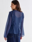 Mineral Lexie Tie Top, Blue & Black Print product photo View 02 S