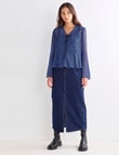Mineral Lexie Tie Top, Blue & Black Print product photo View 03 S
