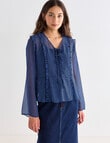 Mineral Lexie Tie Top, Blue & Black Print product photo View 05 S
