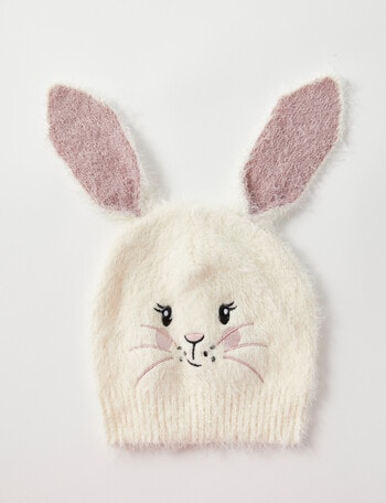 Mac & Ellie Fluffy Bunny Beanie, Natural product photo
