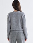 Whistle Long Sleeve Rib Cardigan, Silver Marle product photo View 02 S