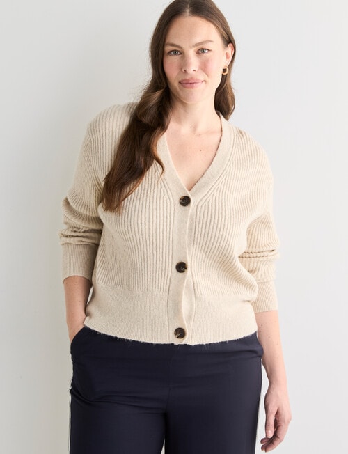 Whistle Rib Cardigan, Oatmarle product photo View 12 L