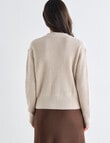 Whistle Long Sleeve Rib Cardigan, Oat Marle product photo View 02 S