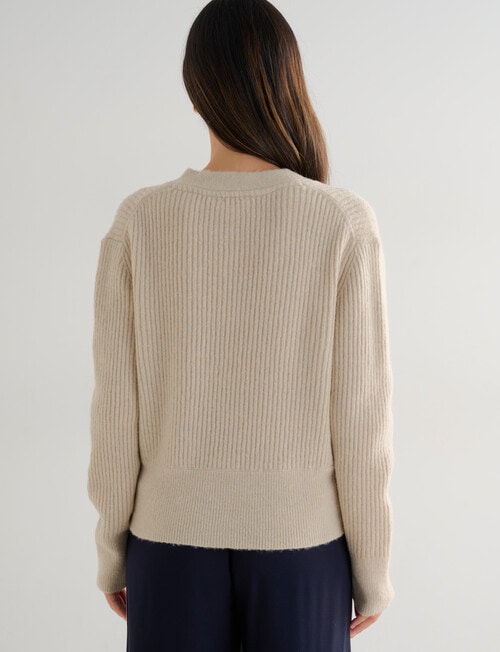 Whistle Rib Cardigan, Oatmarle product photo View 02 L