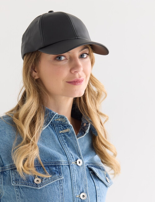 Zest Pleather Cap , Black product photo View 03 L