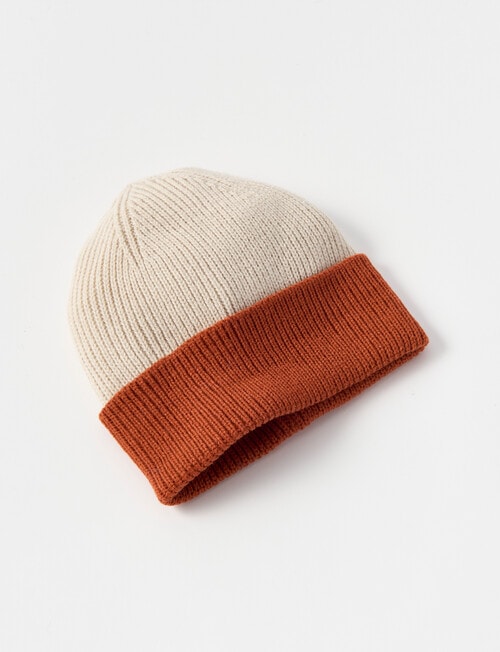 Whistle Accessories Contrast Beanie, Natural & Rust product photo