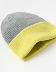 Whistle Accessories Contrast Beanie, Grey & Yellow product photo View 02 S