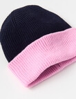 Whistle Accessories Contrast Beanie, Navy & Pink product photo View 02 S