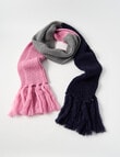 Whistle Accessories Knit Colourblock Scarf, Navy, Pink & Grey product photo