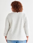 Studio Curve Ribbed Winter Knit Tee, White Marle product photo View 02 S