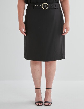 Studio Curve Belted 2Way Stretch Pencil Skirt, Black product photo