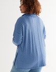Studio Curve Rollneck Stripe Sweatshirt, Blue product photo View 02 S