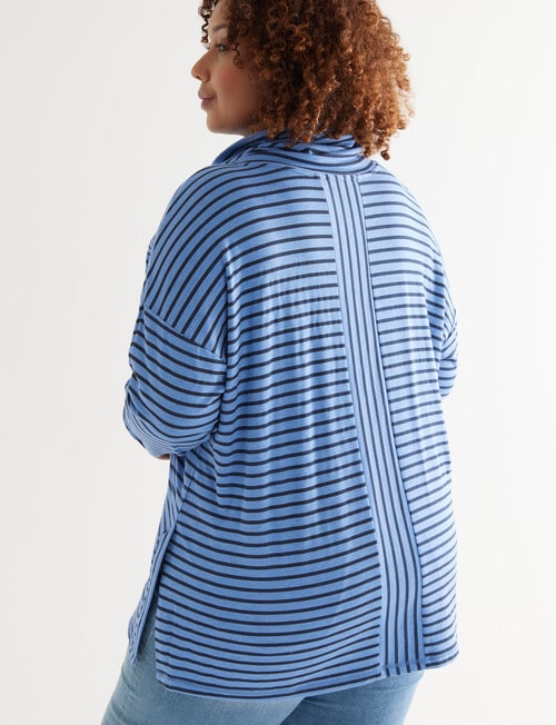 Studio Curve Rollneck Stripe Sweatshirt, Blue product photo View 02 L