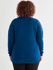 Studio Curve Supersoft Roll Neck Ribbed Sweatshirt, Teal product photo View 02 S
