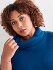 Studio Curve Supersoft Roll Neck Ribbed Sweatshirt, Teal product photo View 04 S