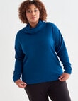 Studio Curve Supersoft Roll Neck Ribbed Sweatshirt, Teal product photo View 05 S