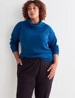 Studio Curve Supersoft Roll Neck Ribbed Sweatshirt, Teal product photo View 06 S