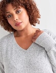 Studio Curve Supersoft V-Neck Top, Grey Marle product photo View 04 S