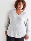 Studio Curve Supersoft V-Neck Top, Grey Marle product photo View 05 S